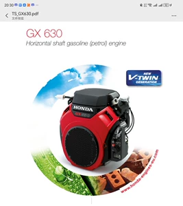 Honda Gx630 İki Silindrli Benzin Mühərriki 21Hp Təmizləyici Maşın 688Cc