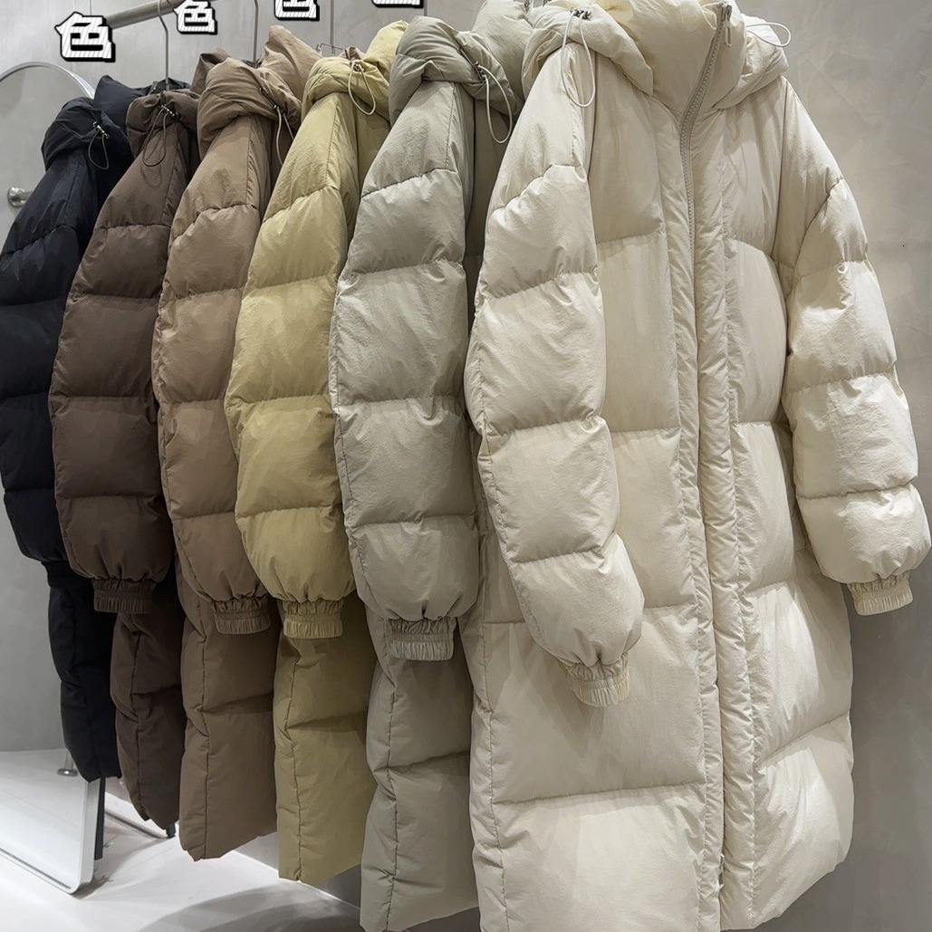 反季特价！保命款380克加厚长款白鸭绒羽绒服女款牛角包宽松过膝