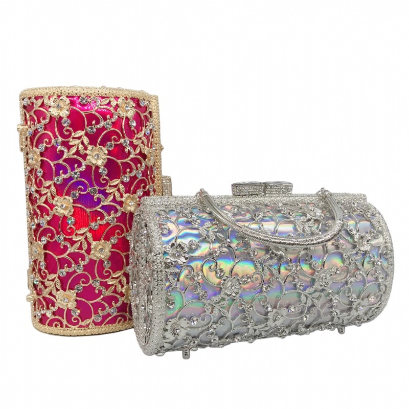 * nuevo hueco de metal con diamantes bolsas de cena caja dura de gran capacidad bolsas de banquete de mano bolsas de mujer bolsas de vestido de noche