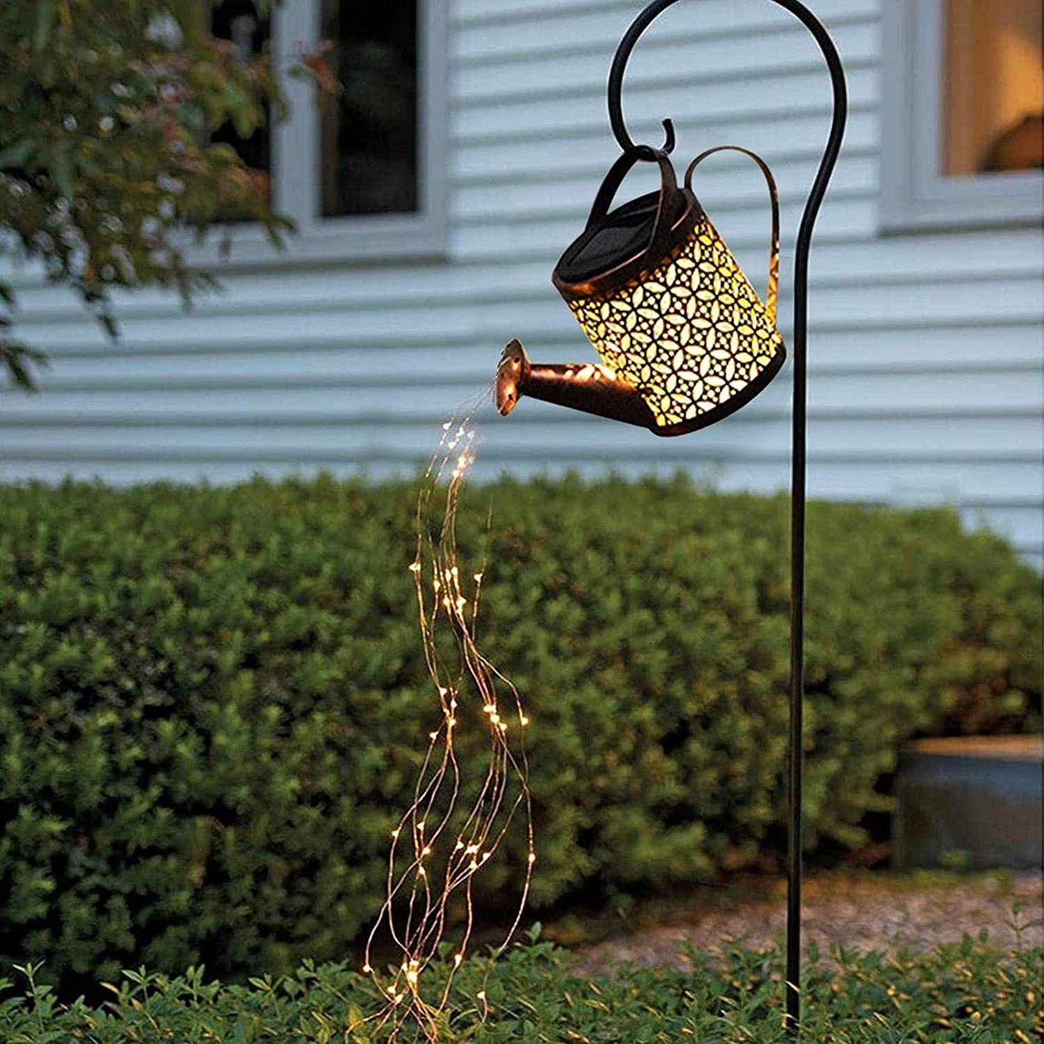 New Solar Hollow Shower Ironwork Lamp Outdoor Shower Kettle Water Copper Lamp Solar LED Lamp