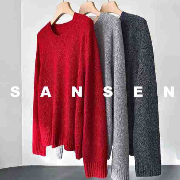 Luxury Lp Style Heavyweight Custom-Dyed Lyocell Wool High-End Fancy Yarn Raglan Sleeve Knitted Sweater for Women