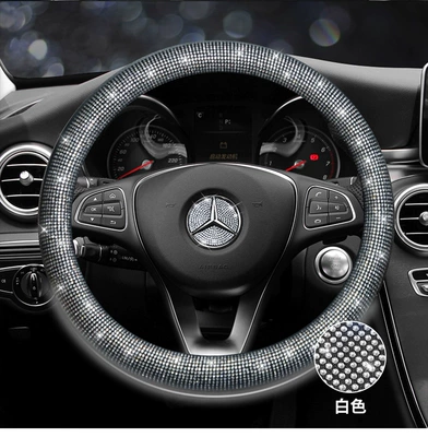 Sürətlər qutusu və əl tormozu başlıqları | Waist - white-diamond-star-steering-wheel-cover-round