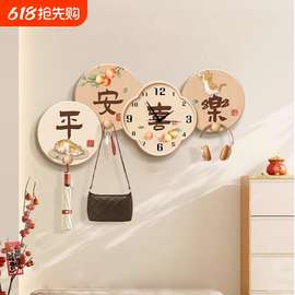 新中式客厅装饰画高级感发光灯画平安喜乐沙发背景墙挂画氛围壁画