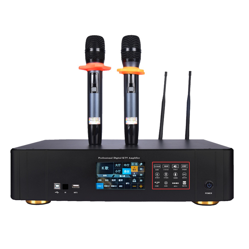 Amplificador de potencia 3 - en - 1 con micrófono inalámbrico, dispositivo de efecto frontal, máquina integrada K-canción, amplificador de karaoke doméstico K-影
