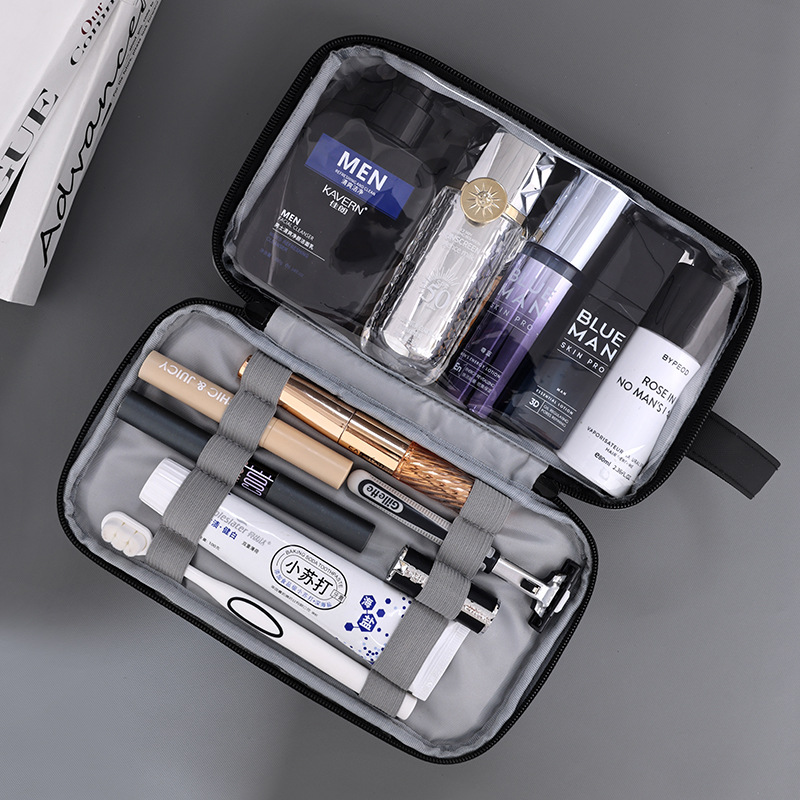 Bolsa de lavado de tres capas transfronteriza para hombres en viajes de negocios, bolsa de almacenamiento de maquillaje de fitness impermeable simple y portátil de alta gama