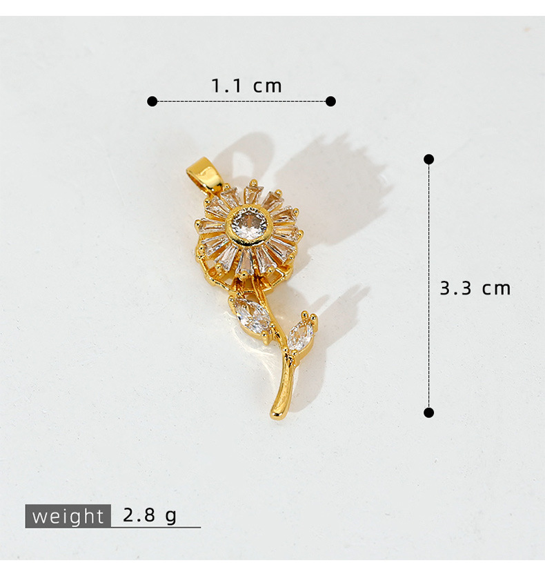5g Weight Pendant Jewelry Making Type 15 * 29mm Jewelry Making Size DIY Jewelry Accessories Classification 1 Piece Quantity Copper Material Sunflower, Flower Pattern All Seasons Season Polished Finish Plating Design Elegant, Sweet, Classic Style Style 1 Piece 15 * 29mm Copper Sunflower Flower Polished Pendant DIY Jewelry Accessories 10