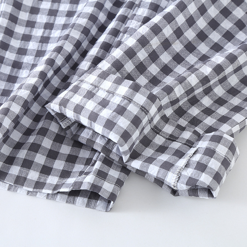Baumwolle Plaid Design männer Hosen Pyjamas Homewear Anzug für Herbst Dünne Kurzarm Hosen Plaid Homewear Pyjamas Männer – Detail 26