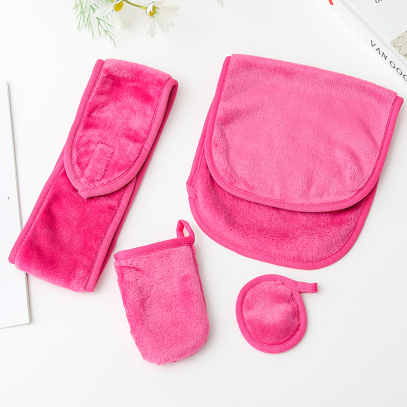 Velcro, banda de cabello, guantes de desmaquillaje, algodón redondo para la piel, banda de cabello, toalla de desmaquillaje, conjunto de toallas de desmaquillaje