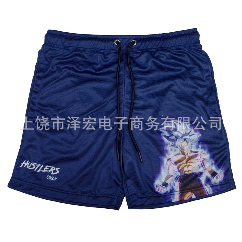 Men's Summer Elastic Quick-Dry Sports Shorts, Beach Shorts with 3D Digital Print Dragon Ball Anime Design, Popular Model