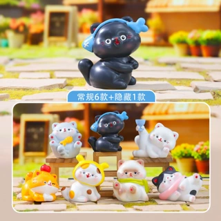 网红喵趣日常盲盒创意桌面摆件卡通装饰品创意树脂工艺品摆件