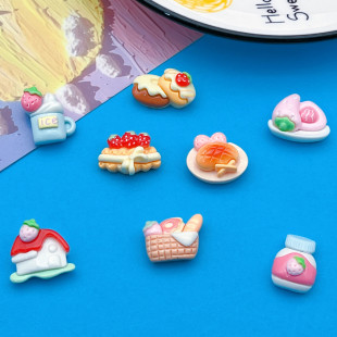 Food and Play Series Plate Bread Strawberry Cream Cake Hairpin Hair Rope Grabber DIY Mobile Phone Case Refrigerator Magnet Accessories