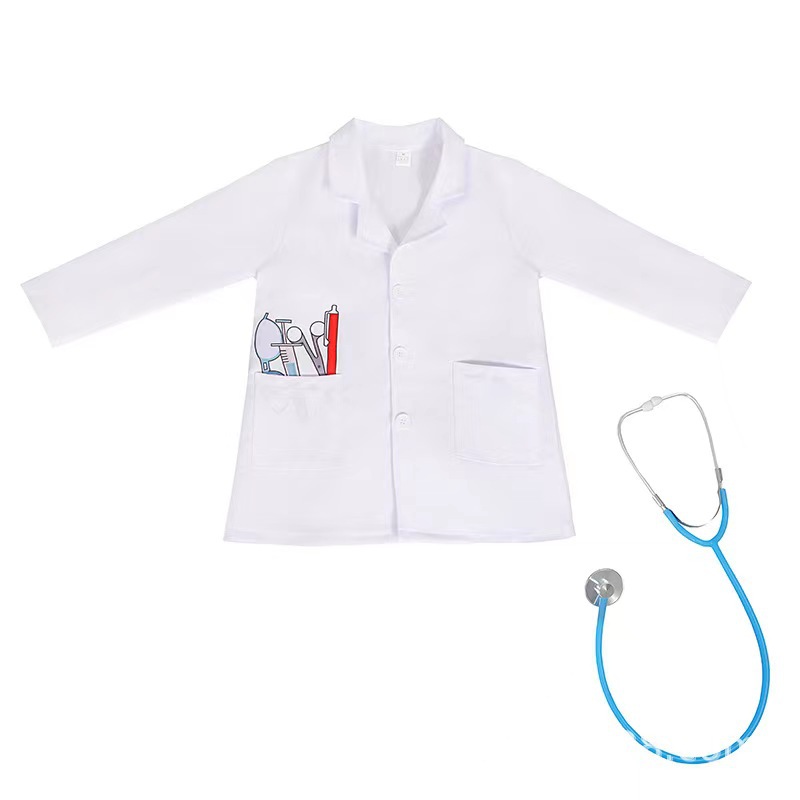 Vestido blanco de los niños ropa de la enfermera pequeño médico vestido quirúrgico prevención de epidemias para niños protesta ropa para niños traje de baile retrógrado