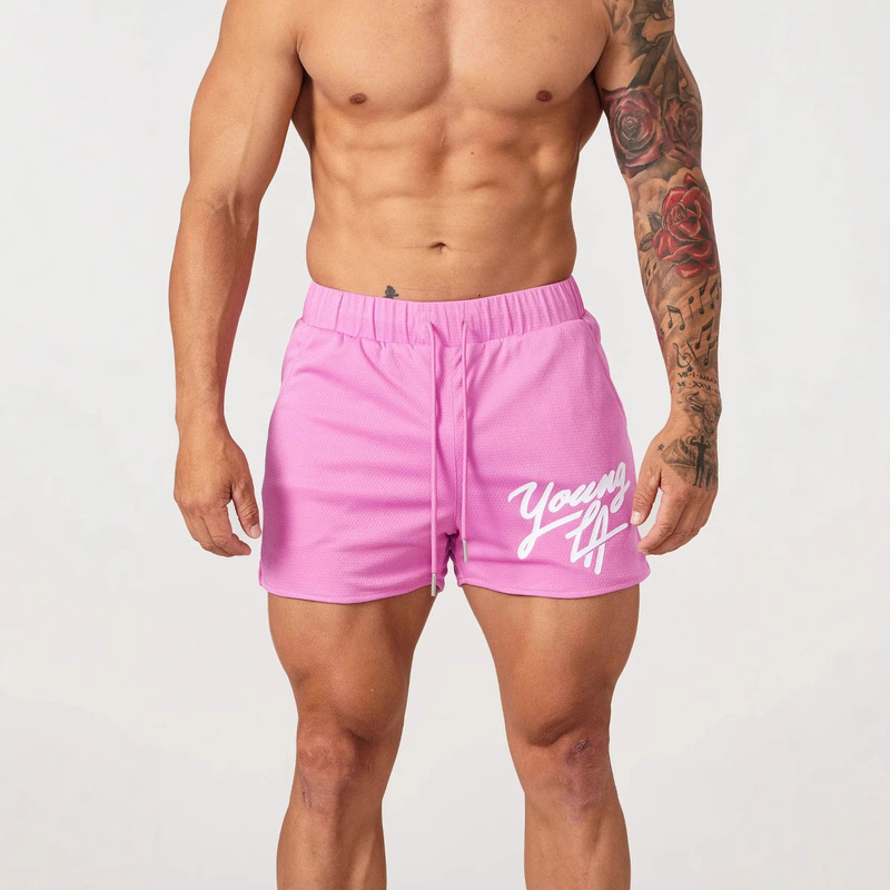 YOUNGLA American Men's Shorts Gym Running Basketball Training Mesh Quick Dry Breathable Beach Shorts