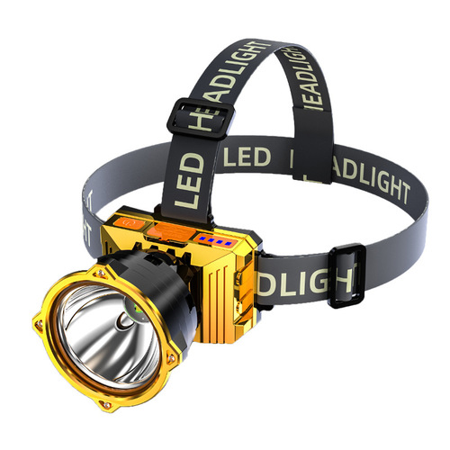 LED headlamp with powerful long-range beam, rechargeable, waterproof, ultra-bright head-mounted night fishing light, mining lamp, outdoor home use flashlight