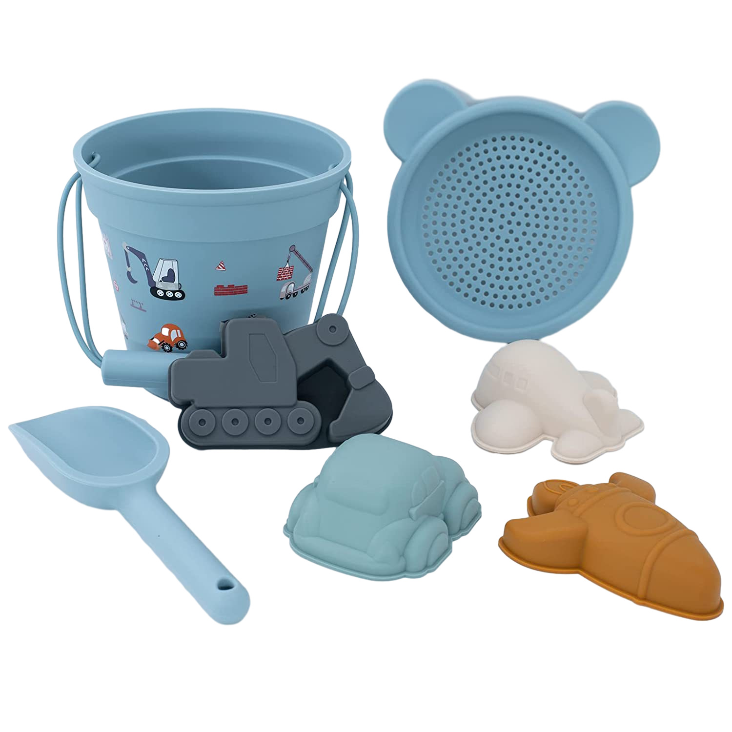 Juego completo de juguetes de playa, pala, cubo de silicona, coche de reloj de arena, juego de herramientas de arena, lote completo de juguetes de playa de verano