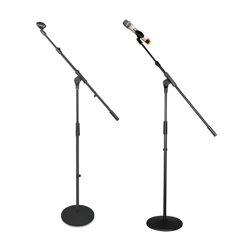 LKT-821 Full Metal Round Disc Base Adjustable Microphone Stand Floor-standing Condenser Microphone Mount