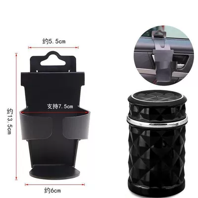 Ashtray, Hanging Car Cup: Car ashtray - door-side-rack-diamond-black-ashtray-with-light
