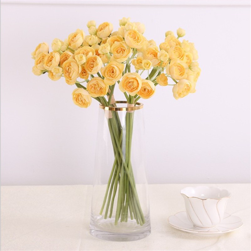 6 bunches of small camellias, indoor living room table decorations, decorative flowers, simulated floral decorations