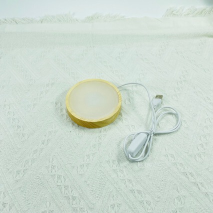 Solid Wood Round Luminous Base USB Switch Wooden Crystal Ball Aroma Diffuser Night Light Wooden Lamp Base