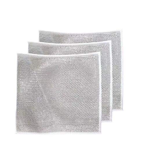 Metal wire cleaning cloth grid rag quick-drying oil-proof decaling multi-purpose brush for pots, pans, stovetops, replacement for wire balls