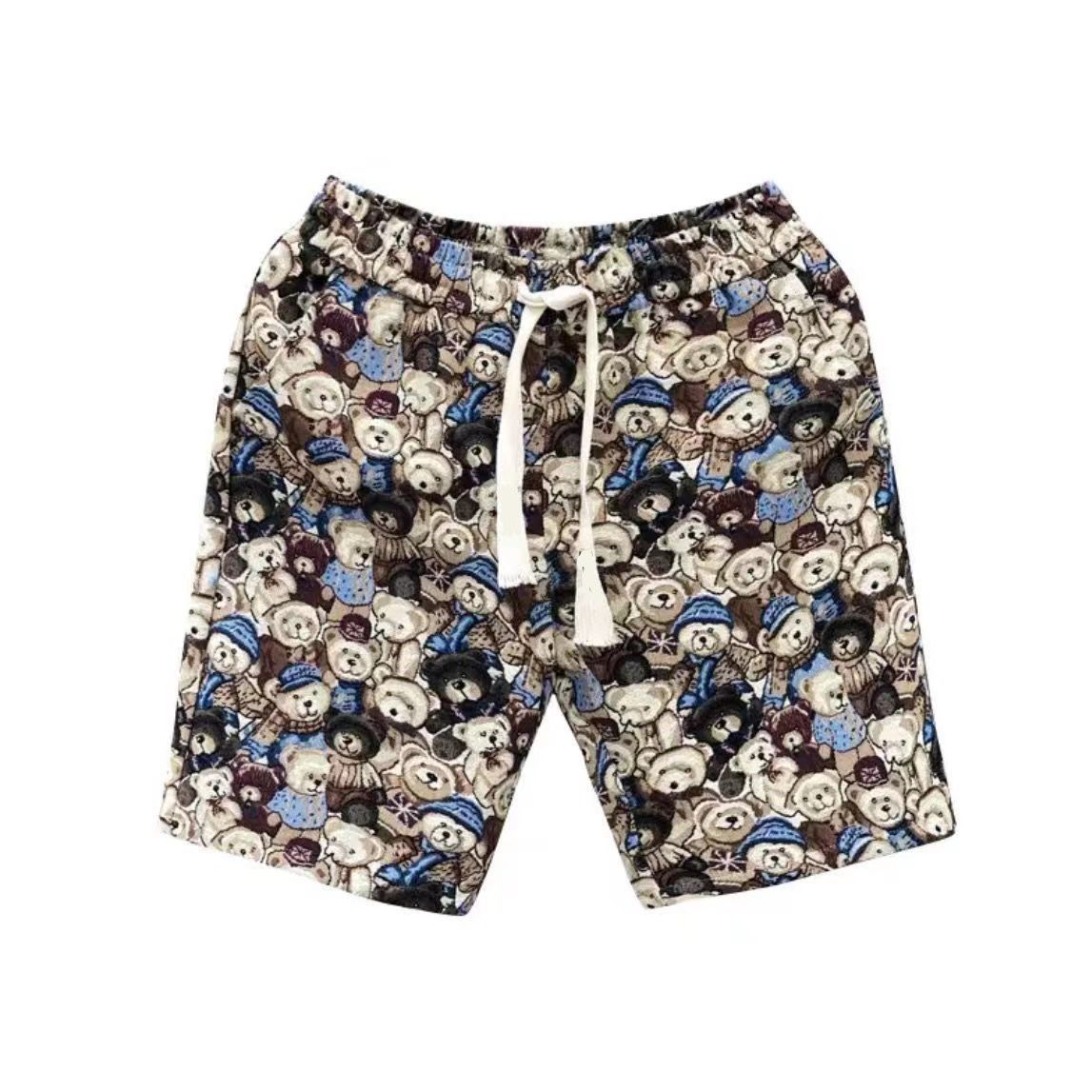 Men's Summer Casual Shorts With Bear Print, 5-Inch Inseam Lightweight Athletic Beach Shorts For Lounge And Outdoor_viptrois.com