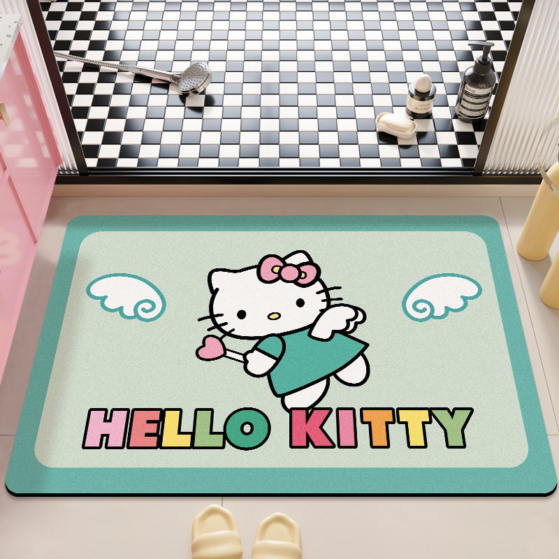 可爱HelloKitty硅藻泥吸水地垫家用卫生间洗漱台防滑易打理门垫|undefined