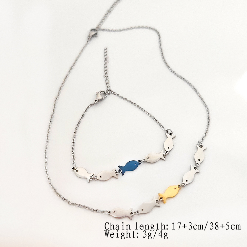 10g Weight Wholesale Jewelry Marine Style Fish Titanium Steel Jewelry Set
