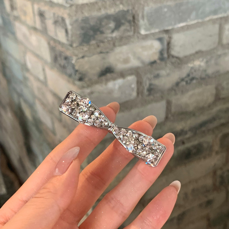 爆闪锆石蝴蝶结发夹女精致侧边夹高级感发卡前额刘海夹头饰发饰|undefined