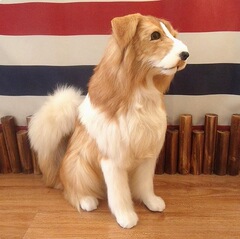 超火シミュレーション犬牧羊犬雪納瑞狼犬動物模型展示室装飾品家庭ソフト犬置物