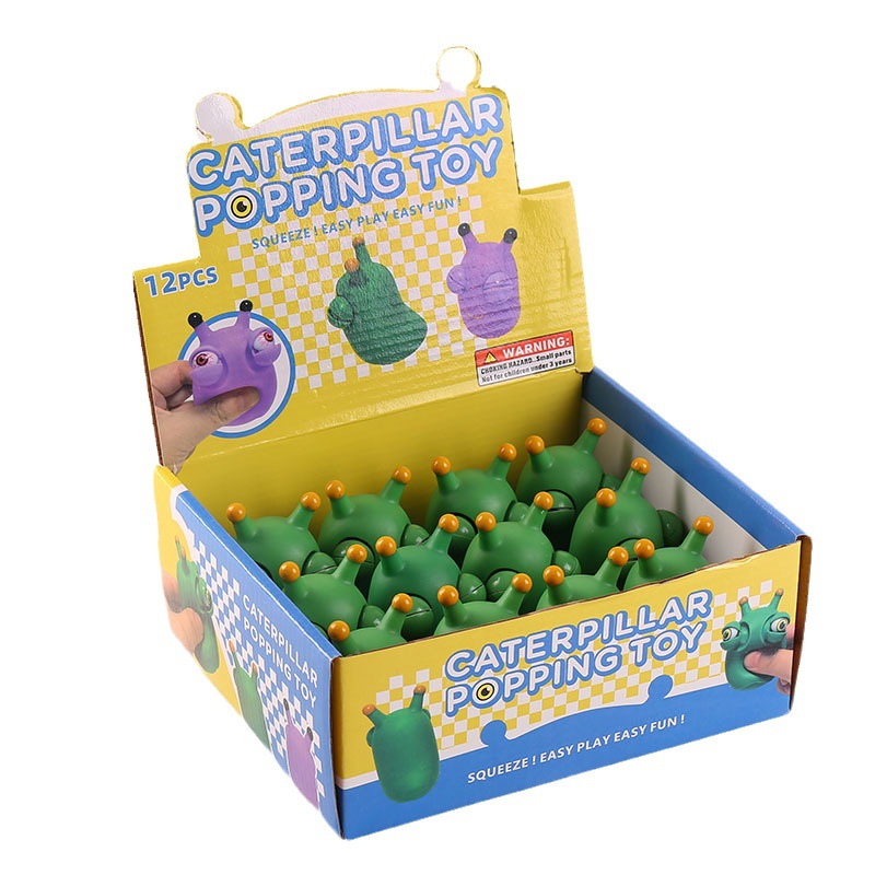 Transfronterizo caliente-venta llamativo gusano vegetal pellizco música descompresión juguete squeeze ojo-soplado creativo ventilación descompresión artefacto fábrica al por mayor