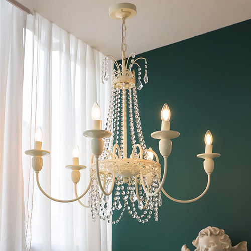 Full spectrum eye protection French cream style crystal chandelier American romantic palace living room dining room bedroom candle lamps