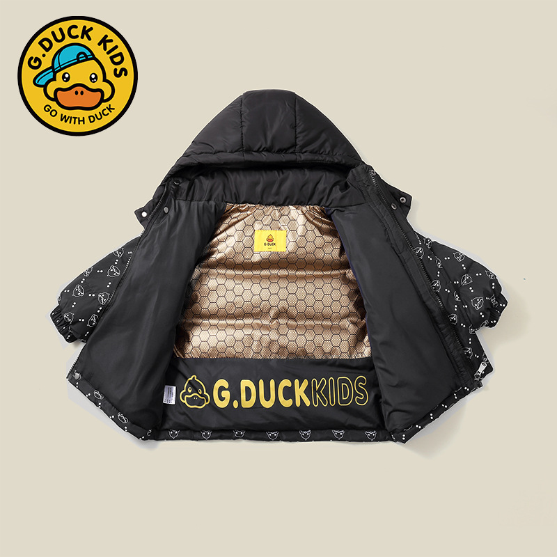 黑金小黃鴨兒童羽絨服男童女童2023加厚90白鴨絨冬裝冬季寶寶外套