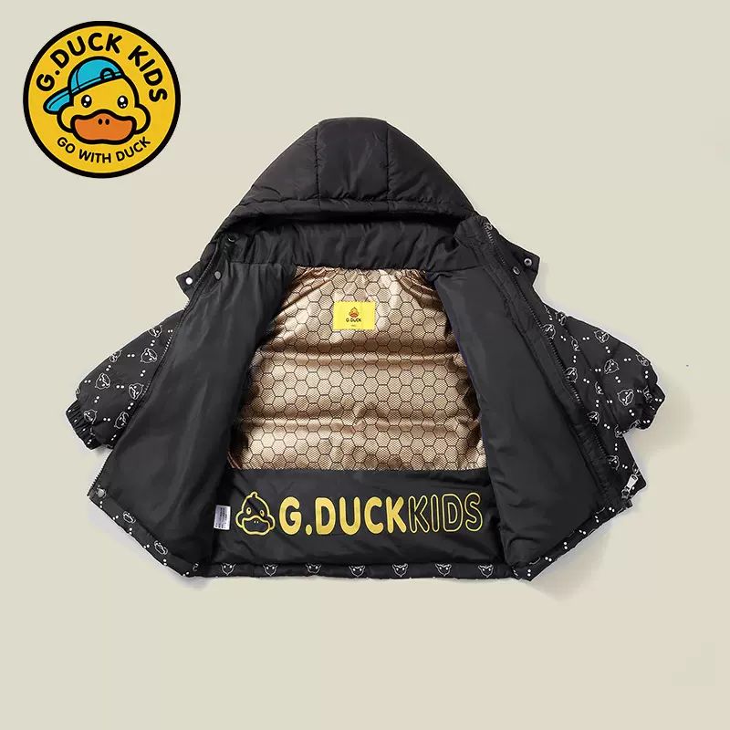 黑金小黄鸭儿童羽绒服男童女童2025加厚白鸭绒冬装冬季宝宝外套