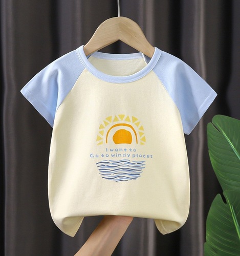 Baby short-sleeved shirt, children's cotton, girls, boys, summer clothes, children's clothes, half-sleeved tops, baby clothes for toddlers