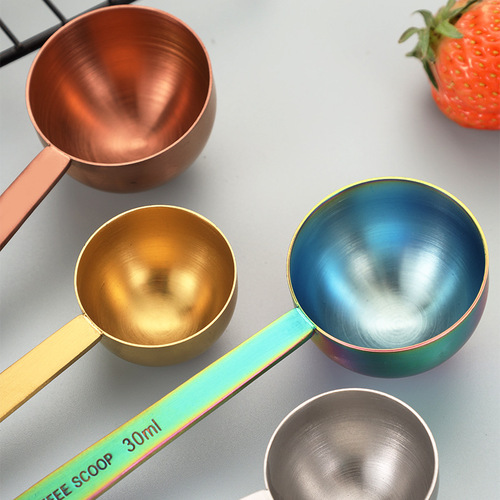 304 stainless steel milk powder spoon with scale long handle spoon 15ML30ML measuring spoon roasting tool coffee bean measuring spoon