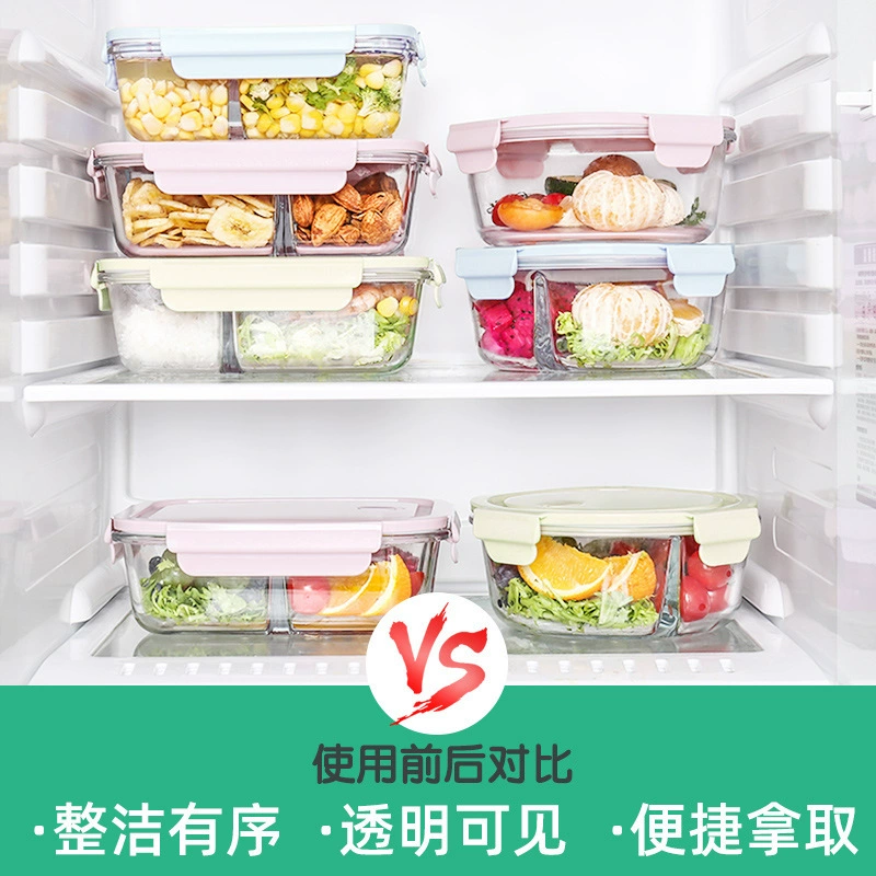 2V06 стеклянная корзина для холодильника, специальная круглая герметичная миска с крышкой, коробка для фруктов, большая вместительная коробка для хранения продуктов