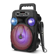 S17家庭KTV插卡带麦克风蓝牙音箱 广场舞户外彩灯音箱
