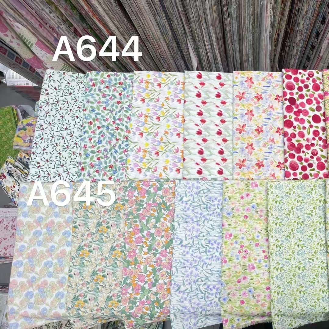 A644 A645全棉数码印花面料手工连衣裙家居服衬衫儿童服装面料