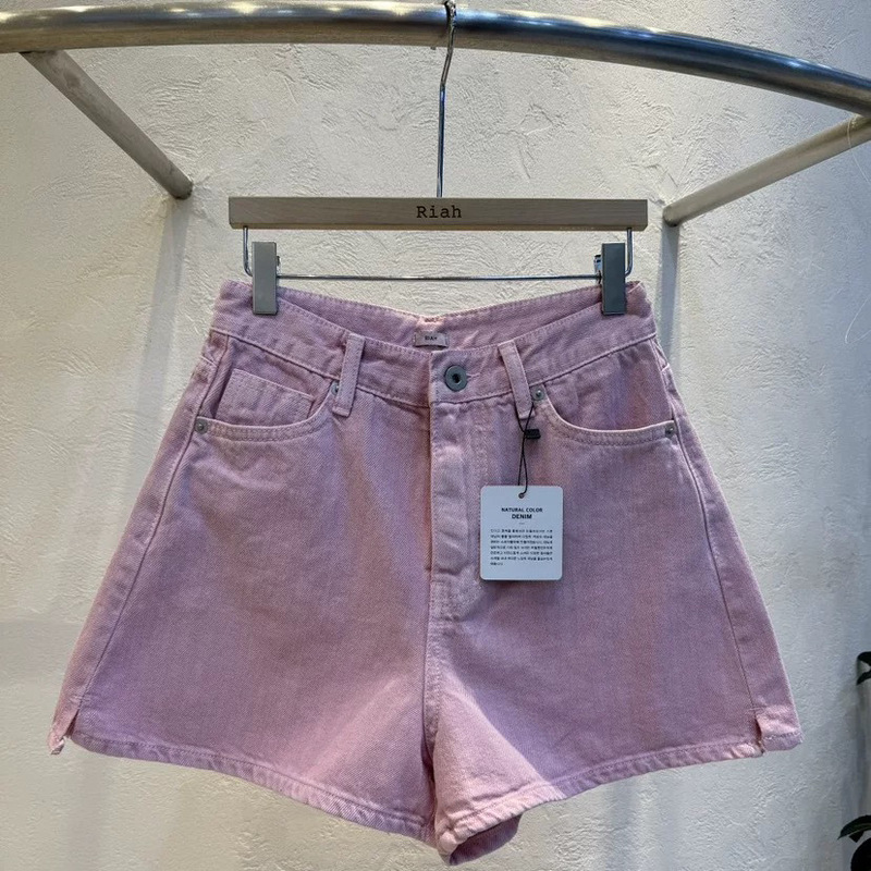 Fansiyu 2025 Spring and Summer New High-Waist Slim Loose Straight Denim Shorts for Women 61652