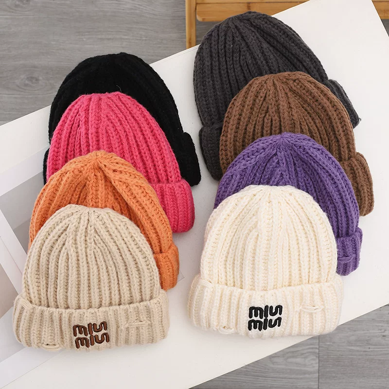 Keep warm windproof woolen knitted hat, Korean style, ear protection, increased thickness
