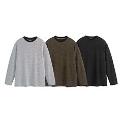 城市凡品 2025年秋季新款美式复古撞色条纹宽松休闲打底衫卫衣