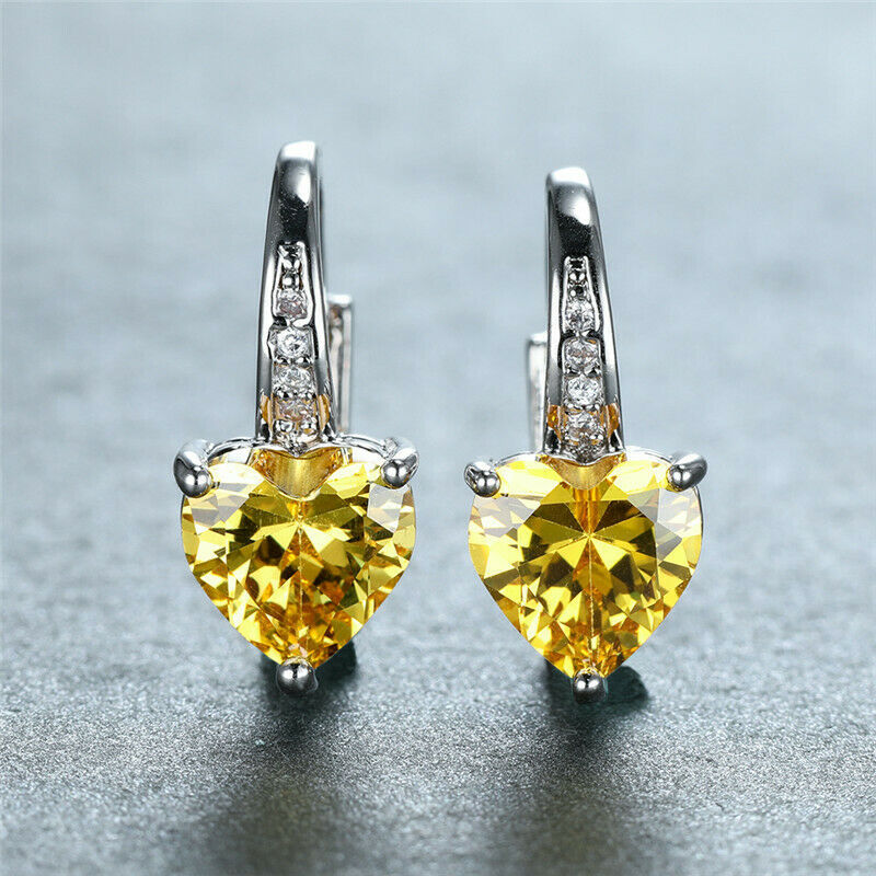 Fashion Heart Shape Copper Plating Inlay Zircon Hoop Earrings 1 Pair