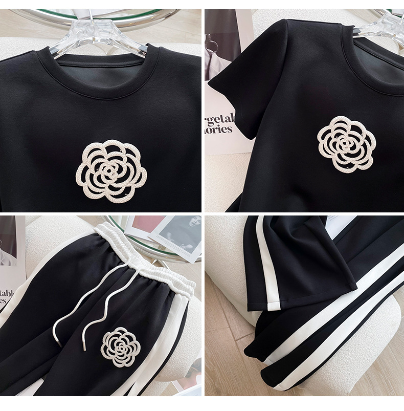 Women's Clothing Style Sports Suit For Women Summer New Style High End Fashion Style Age Reducing Wide Leg Pants Two Piece Suit_ecoleips.com