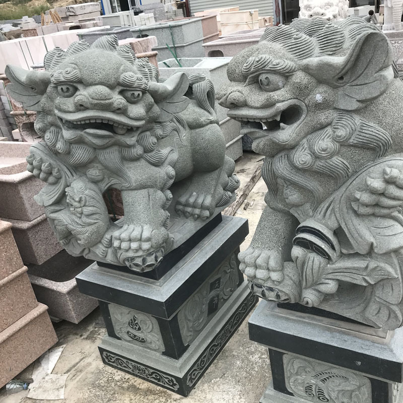 寺庙入口石雕狮子 大理石石狮子加工设计 雕工细腻款式多|ru