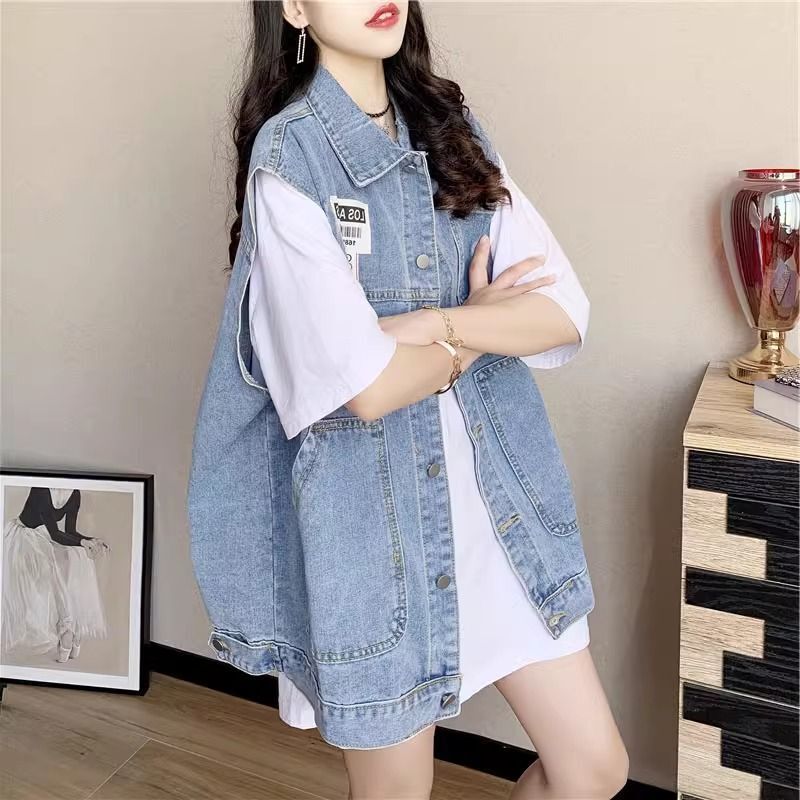 Korean Style Denim Vest for Women, Plus Size, Student Korean Version, New Loose Trendy Casual Versatile Sleeveless Jacket
