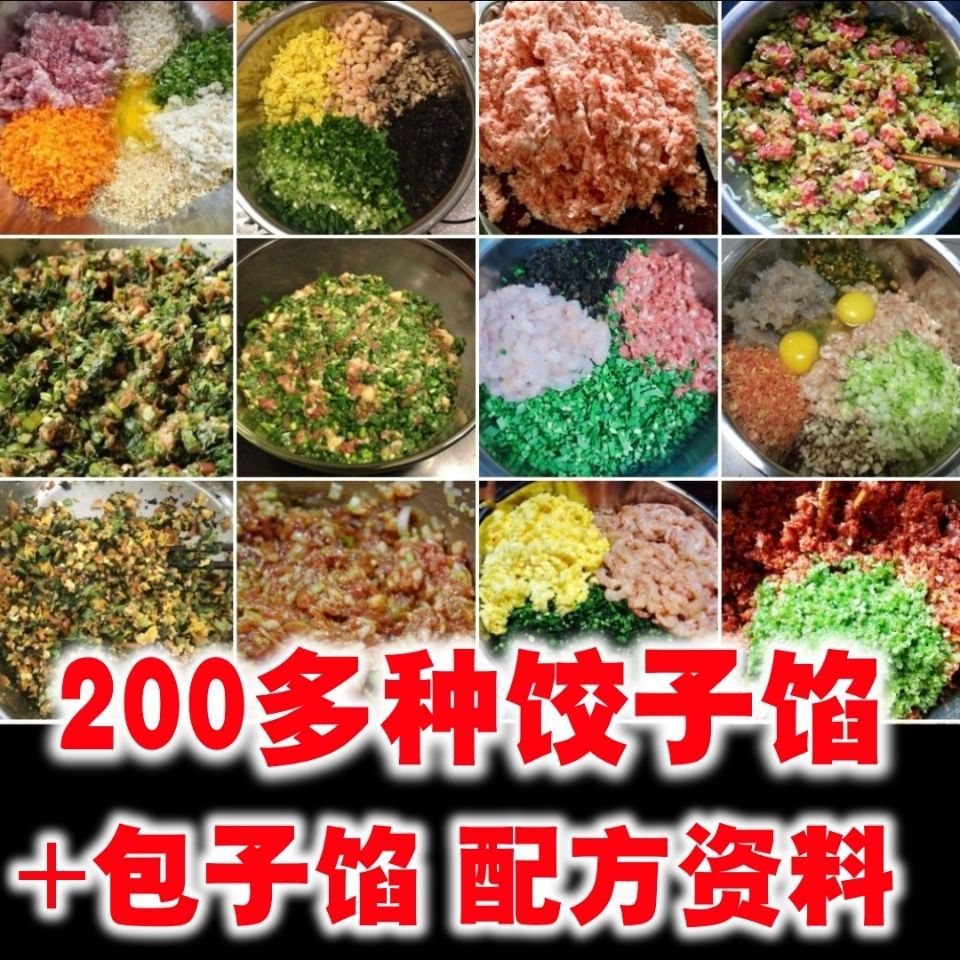 200种包子馅水饺子馅馅饼馅料技术商用配方特色美食小吃创业教程