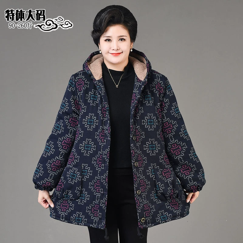 Женская одежда среднего и пожилого возраста, зимнее пальто с хлопковой подкладкой для матери, пальто средней длины на флисовой подкладке, утолщенное пальто с хлопковой подкладкой для пожилых женщин, пальто с хлопковой подкладкой