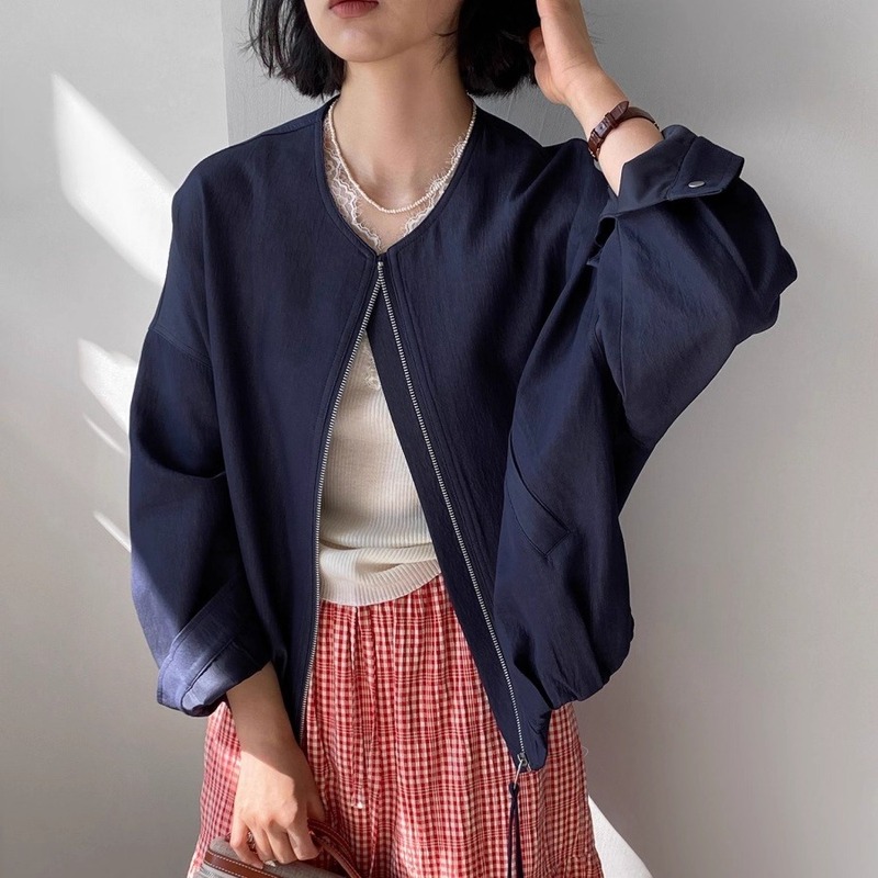 秋装2025新款韩系夹克外套女感小个子短款棒球服圆领开衫上衣|undefined