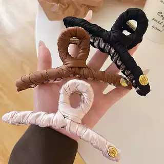 法式布艺缠绕大号发夹气质后脑勺盘发抓夹秋冬发量多鲨鱼夹子头饰