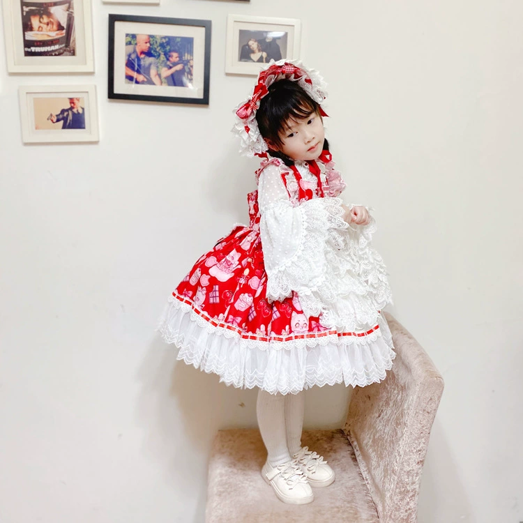Подлинный дизайн детской длинной рукав, шифоновая рубашка, стиль Lolita, детская одежда